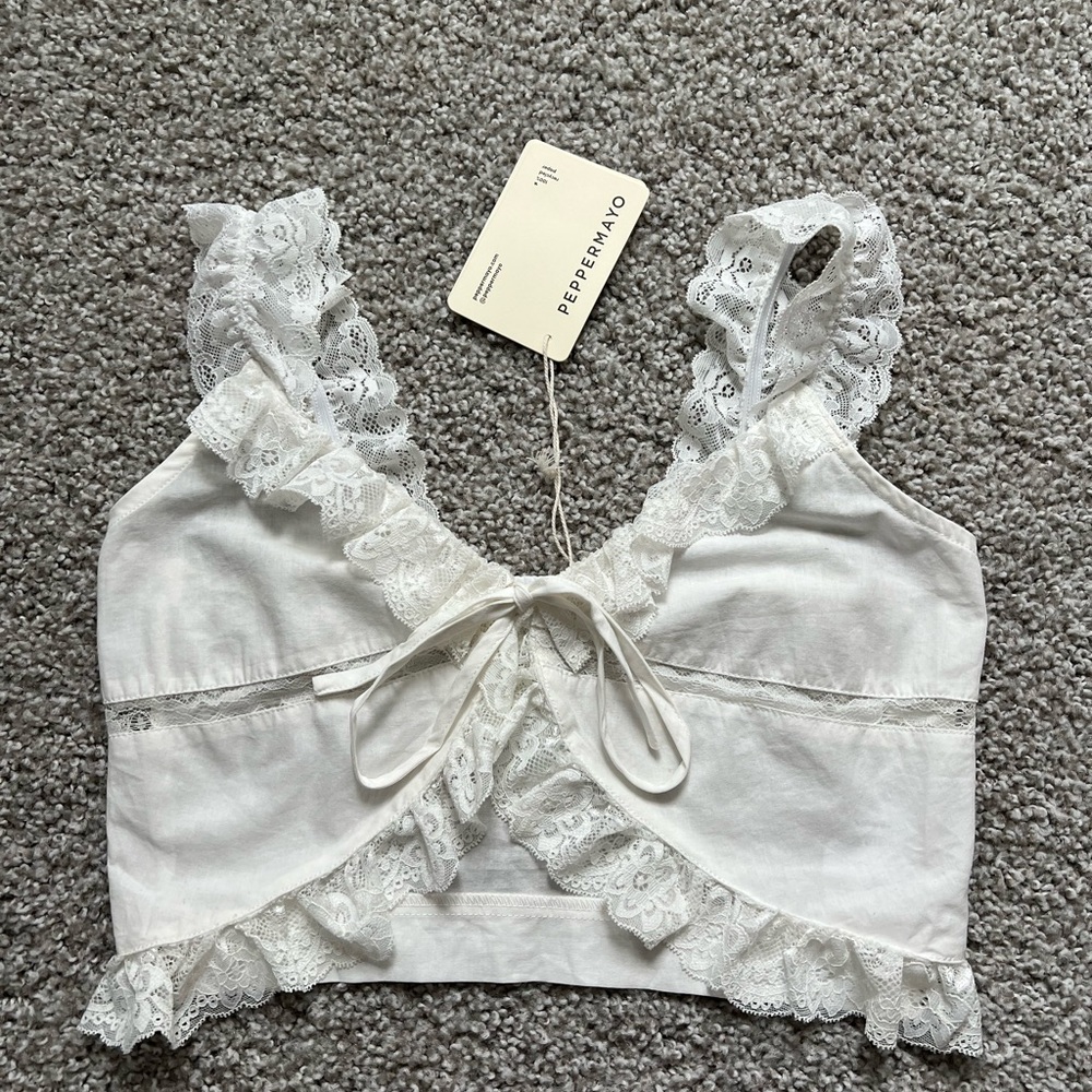 NWT Pepper Mayo white Layla lace cami top